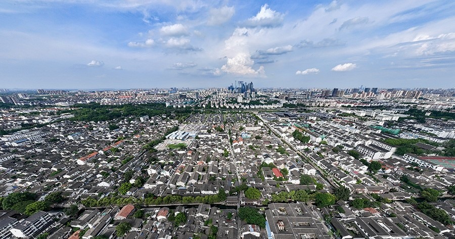 2023年7月3日拍攝的蘇州平江歷史文化街區(qū)（無(wú)人機(jī)照片）。新華社記者 李博 攝