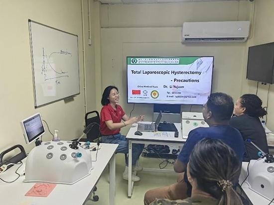 培訓(xùn)現(xiàn)場。第18期援圭亞那醫(yī)療隊(duì)供圖