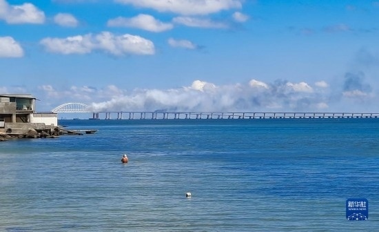 這是8月12日拍攝的克里米亞大橋。新華社/塔斯社