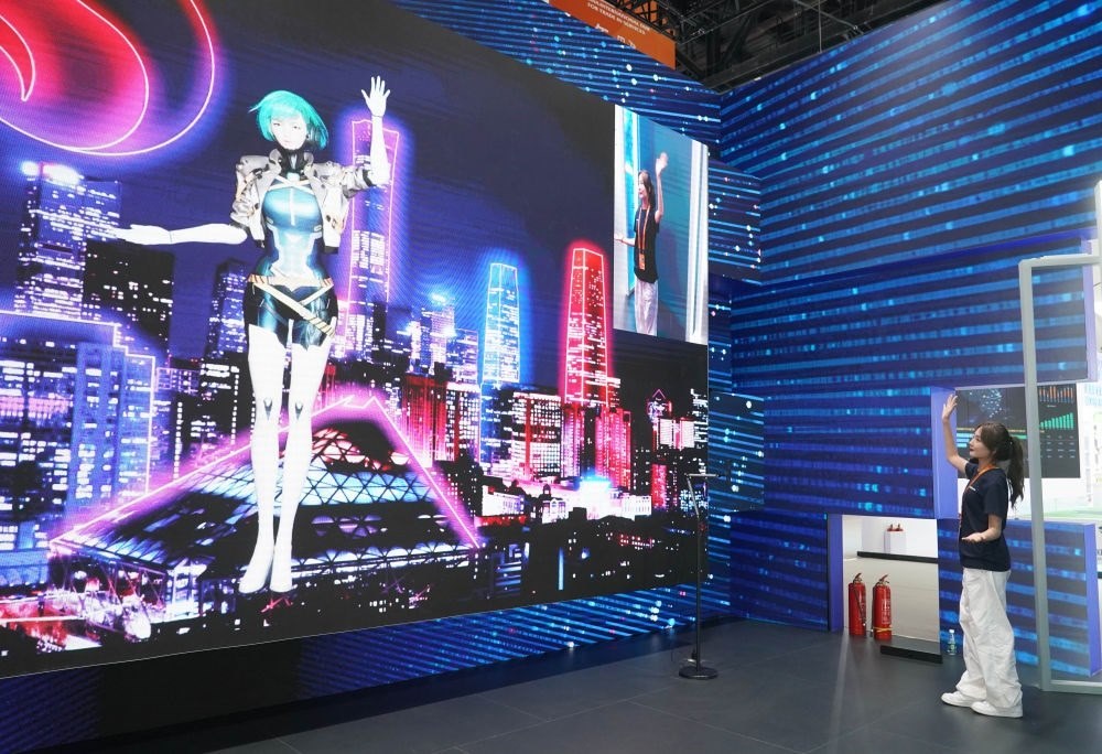 這是9月1日在國(guó)家會(huì)議中心拍攝的一款數(shù)字人。新華社記者 任超 攝