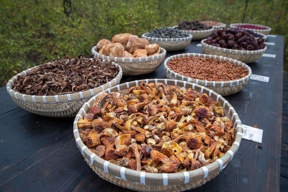 △近日，漠河市北極村一景區(qū)展示的林下產(chǎn)品。