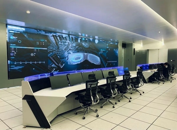 杭州奧體中心游泳館內(nèi)智慧可視化平臺。 圖片來源：場館建設(shè)方