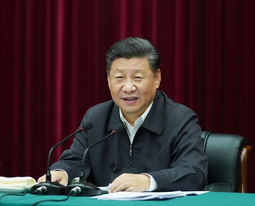 2019年9月18日上午，中共中央總書記、國家主席、中央軍委主席習(xí)近平在鄭州主持召開黃河流域生態(tài)保護(hù)和高質(zhì)量發(fā)展座談會(huì)并發(fā)表重要講話。新華社記者 謝環(huán)馳 攝