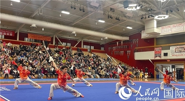 中國武術(shù)隊員表演現(xiàn)場。人民網(wǎng)記者 鄧圩攝