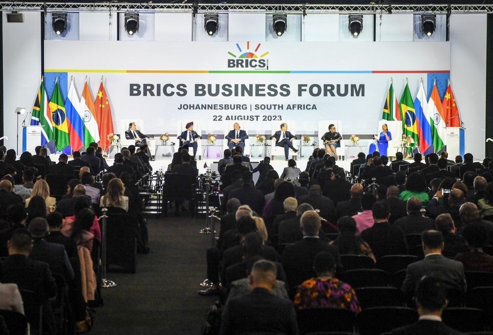 這是8月22日在南非約翰內(nèi)斯堡拍攝的金磚國家工商論壇現(xiàn)場。新華社記者李亞輝攝