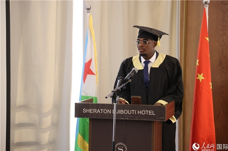 吉布提魯班工坊2023屆畢業(yè)生代表發(fā)言。人民網(wǎng)記者 張志文攝