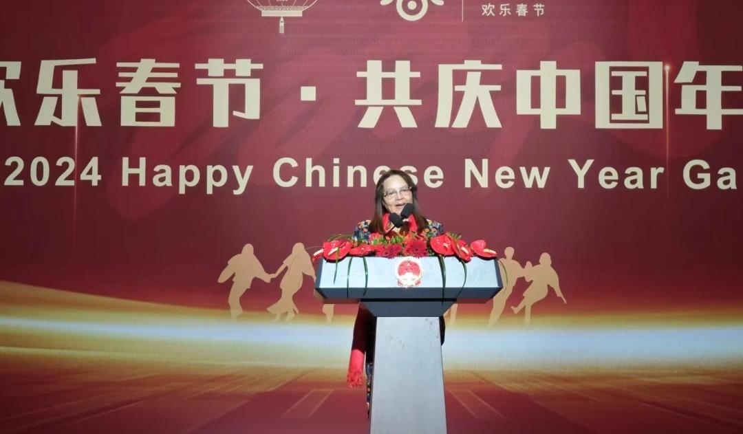 南非旅游部長德利萊女士致辭。中國駐南非大使館供圖