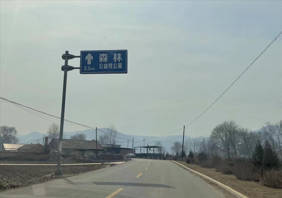 通往森林紀(jì)念園公墓的路上，指示牌標(biāo)注“公益性公墓”  （白杰戈攝）