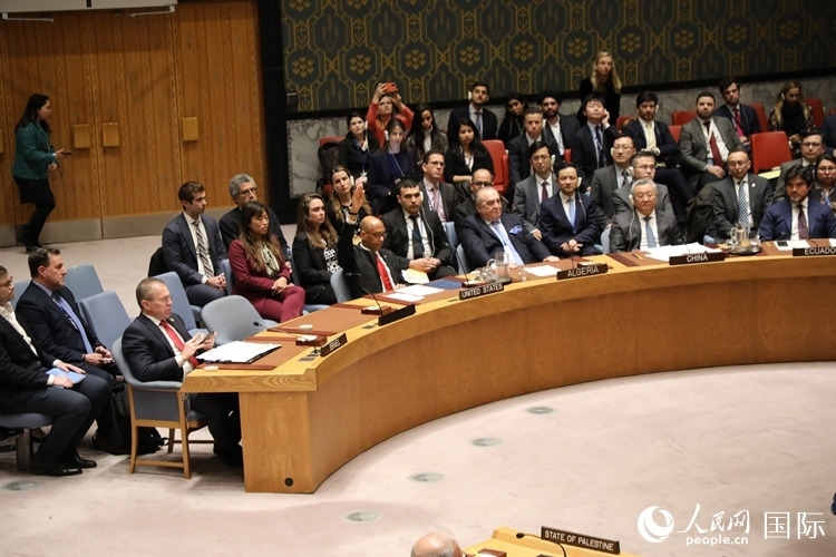 4月18日，安理會投票現(xiàn)場，12個成員投贊成票。 人民網(wǎng)記者 李志偉攝