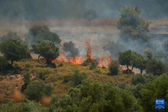 6月12日，以色列北部加利利地區(qū)遭受火箭彈襲擊后冒出滾滾濃煙。新華社發(fā)（阿亞爾·馬戈林攝/基尼圖片社）