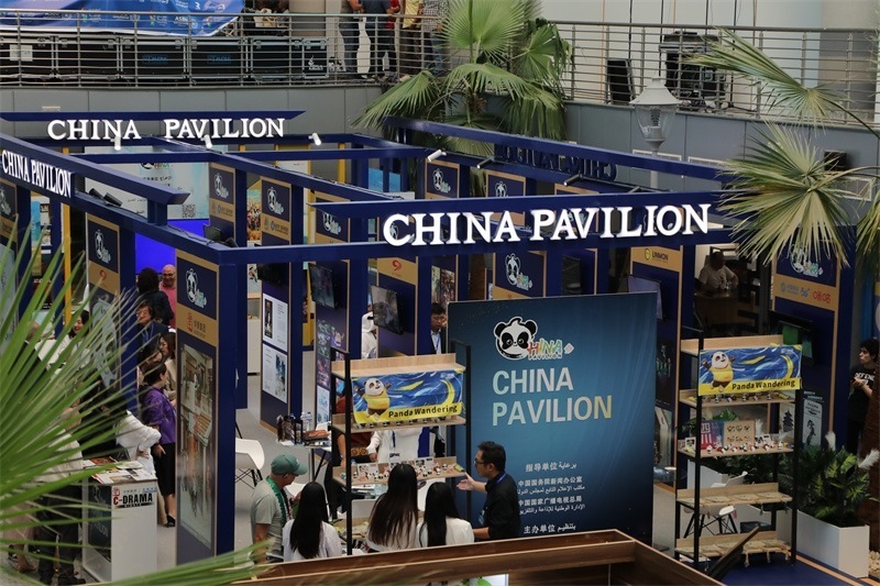 中國聯(lián)合展臺亮相阿拉伯廣播電視節(jié)。主辦方供圖