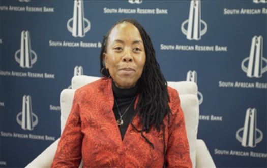 南非儲備銀行副行長、審慎監(jiān)管局首席執(zhí)行官芬迪?查齊巴納視頻發(fā)言。（中國建設(shè)銀行約翰內(nèi)斯堡分行供圖）