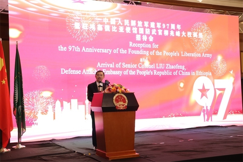 中國駐埃塞俄比亞使館臨時(shí)代辦申欽民致辭。江絳攝
