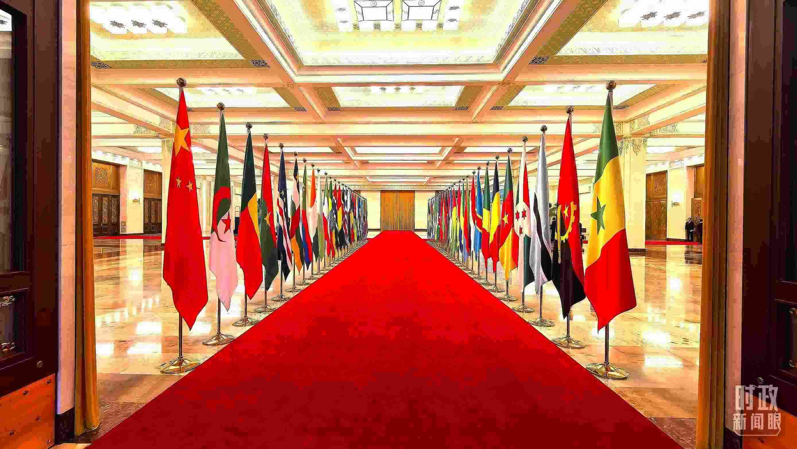  △人民大會(huì)堂內(nèi)的旗陣。（總臺(tái)央視記者馬超拍攝）