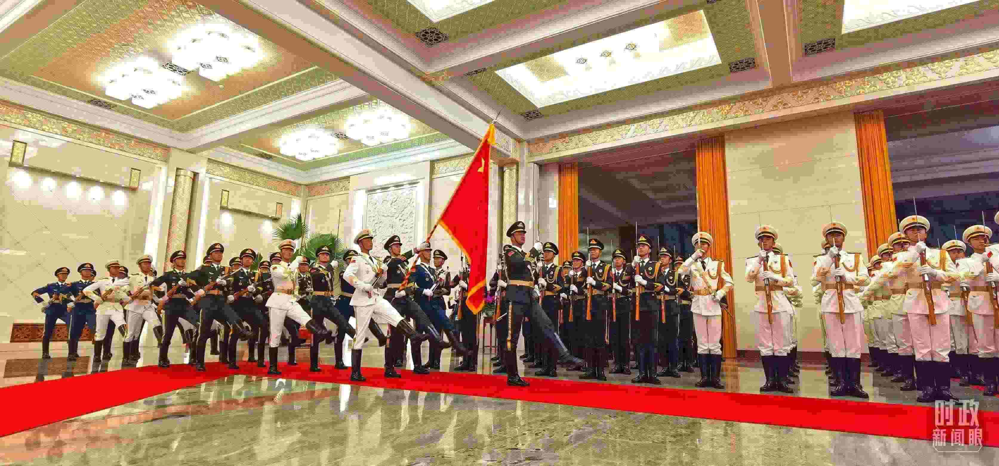 歡迎儀式上的儀仗隊。（總臺央視記者郭鴻拍攝）