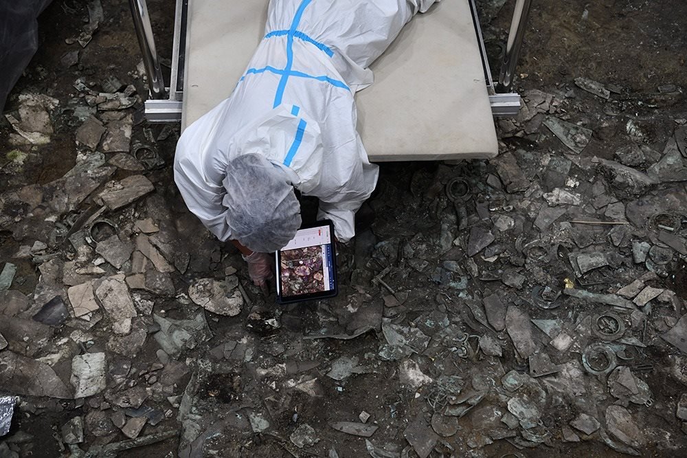 2022年6月28日，四川德陽，三星堆7號祭祀坑發(fā)掘現(xiàn)場。