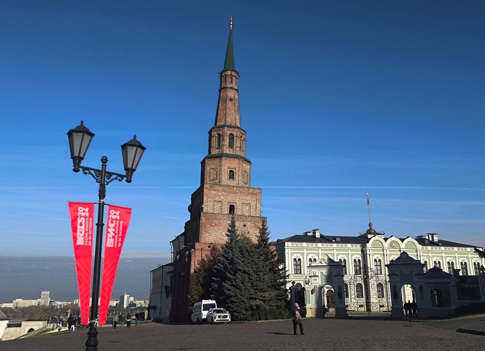 這是2024年10月20日拍攝的俄羅斯喀山克里姆林宮一景。新華社記者 丁海濤 攝