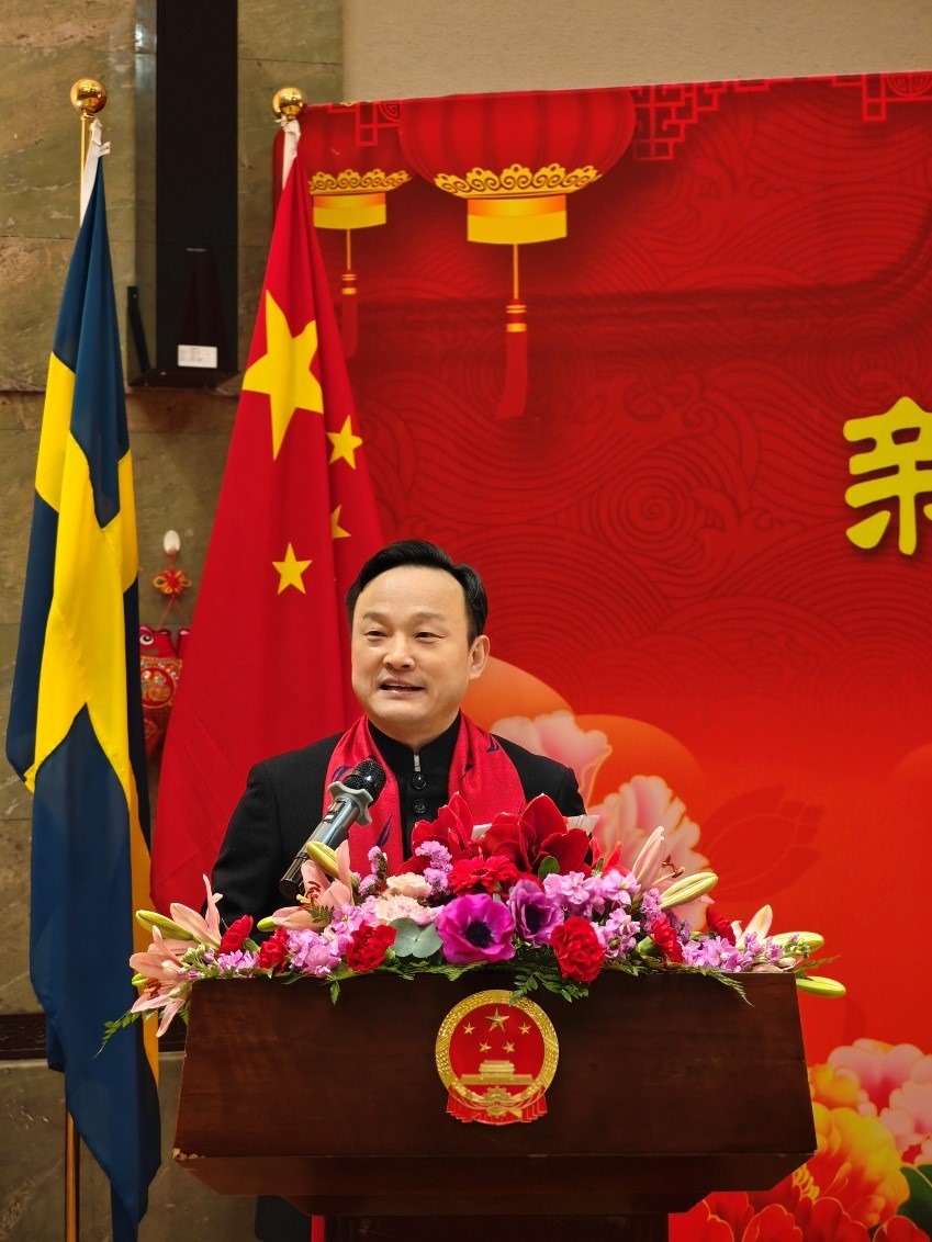 中國(guó)駐哥德堡總領(lǐng)事楊培棟致辭。中國(guó)駐哥德堡總領(lǐng)館供圖