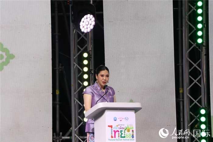 泰國旅游局局長塔佩妮在開幕式上致辭。朱瀟逸攝